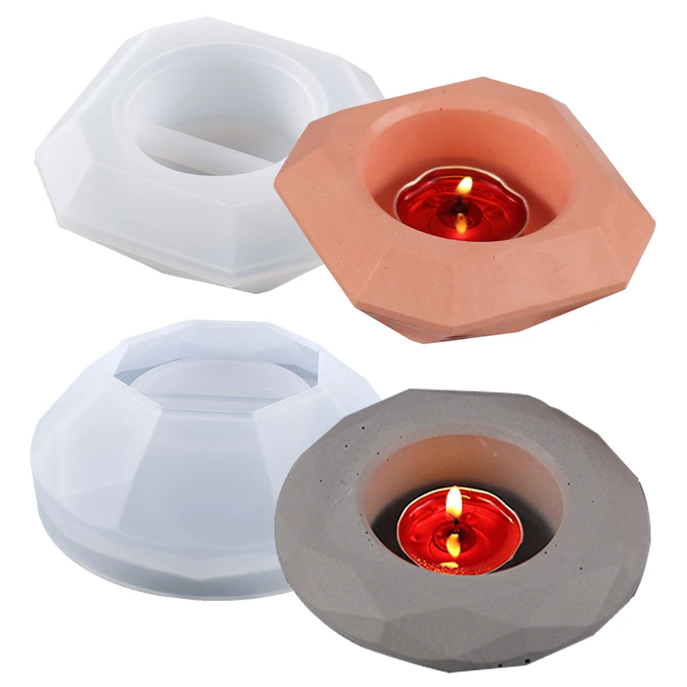 

Diamond Shaped Candle Jar Silicone Molds DIY Cement Plaster Candle Tray Concrete Planter Pot Making Supplies Home Decor Crafts