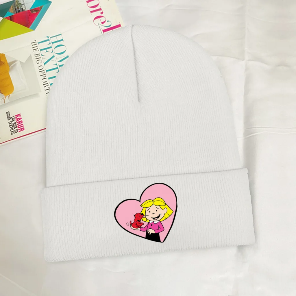 

Dog and Girl Clifford the Big Red Dog Comedy Love Knitting Beanie Caps Skullies Beanies Ski Caps Soft Bonnet Hats Winter Warm
