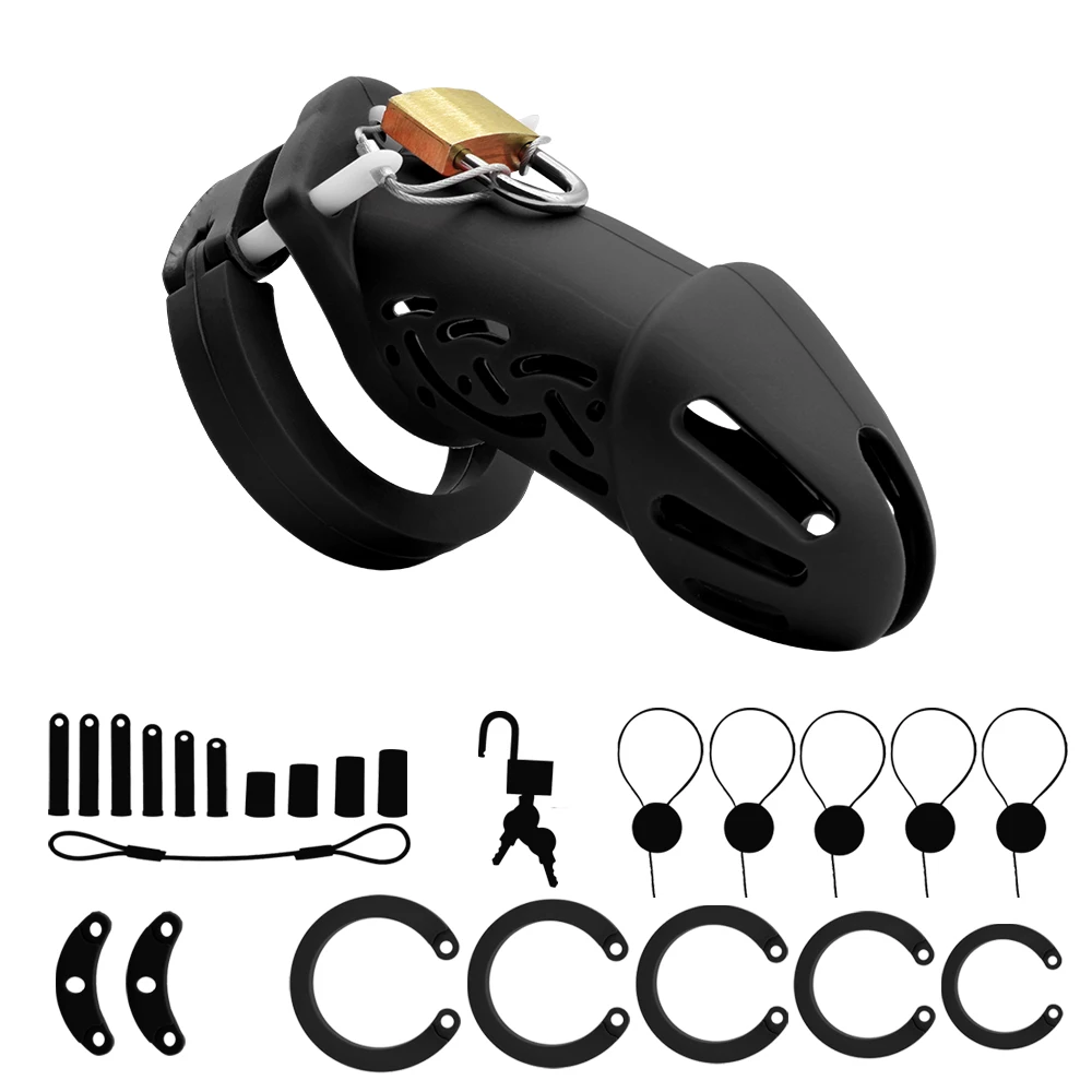 Легкая силиконовая клетка верности FRRK устройство с 5 кольцами на член  уплотнение кабеля обновление анти-бег БДСМ секс-игрушки магазин для  взрослых мужчин | AliExpress