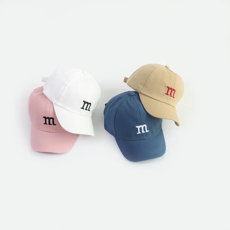 

Autumn Winter warm Baseball cap children's hat For lovely baby cotton breathable kids hats Girl Boy caps M Letter Embroidered