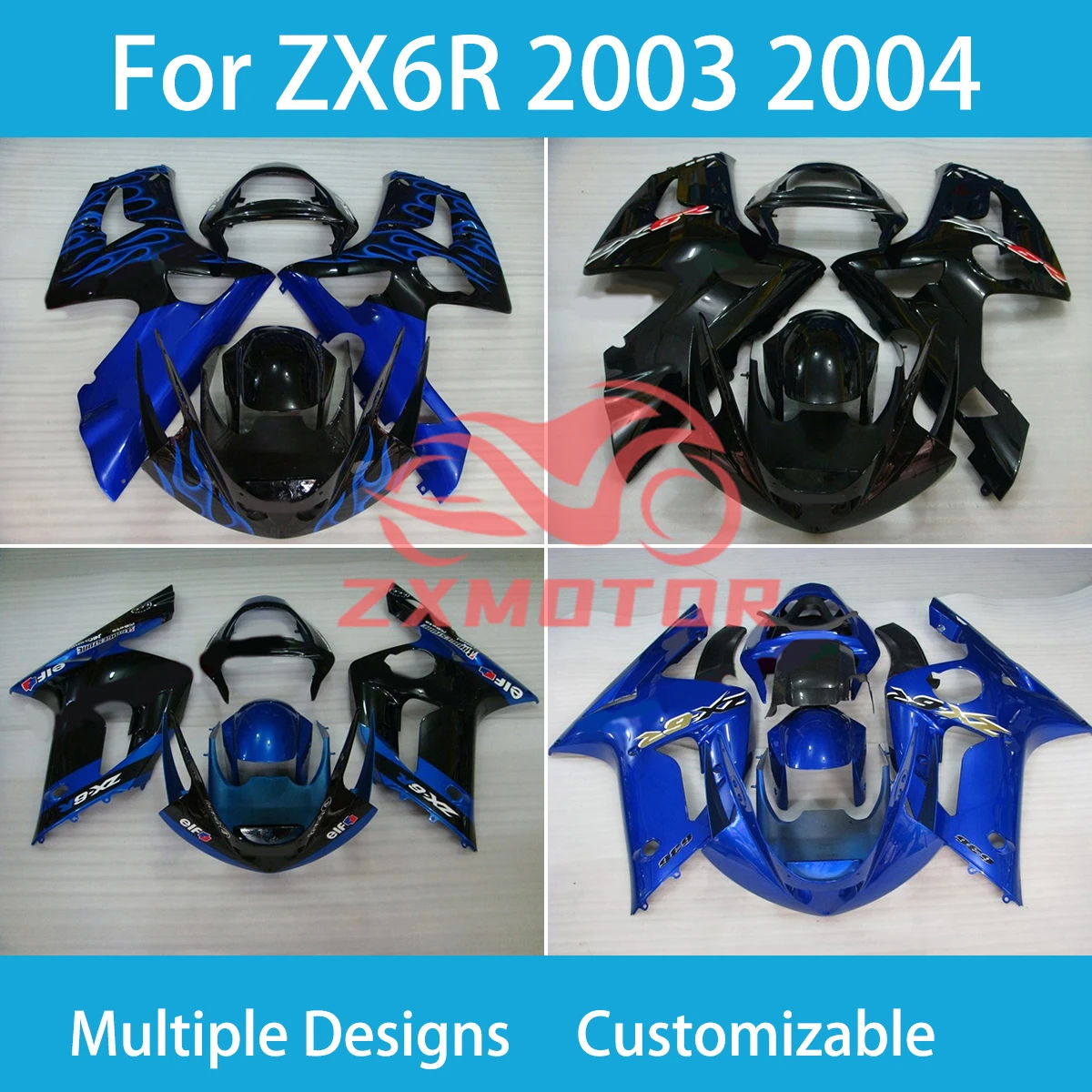 ZX6R 03 04 бесплатные обтекатели на заказ для Kawasaki Ninja 636 ZX 6R 2003 2004 комплекты