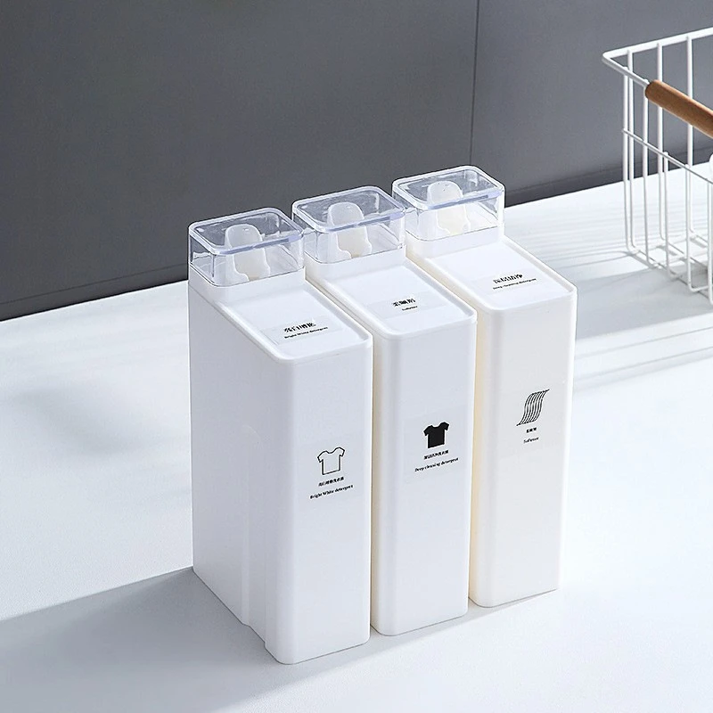 Large Volume Laundry Detergent Jar For Bulk Vacuum Shampoo Shower Gel Storage Jars Travel Flip Cover Plastic Organizing Boxes