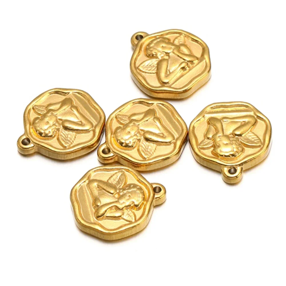 5 шт./лот подвеска в виде золотого ангела из нержавеющей стали подвески для DIY