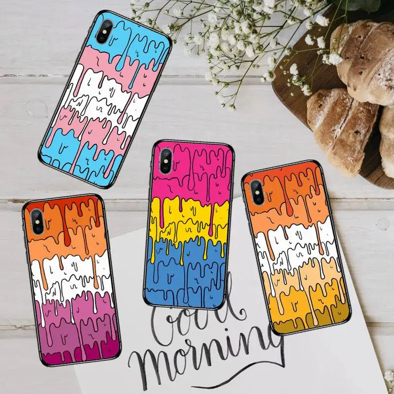 

Kawaii melting rainbow design Phone Case For iphone 12 11 13 7 8 6 s plus x xs xr pro max mini shell