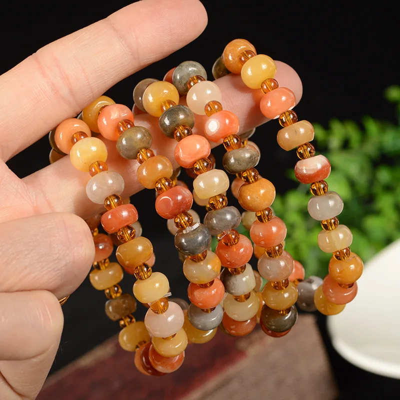 

Natural Colorful Jade Bracelet Women Jewelry Charms 10mm Hand-carved Jades Pumpkin Beads Elastic Beaded Bangle Lucky Amulet Gift