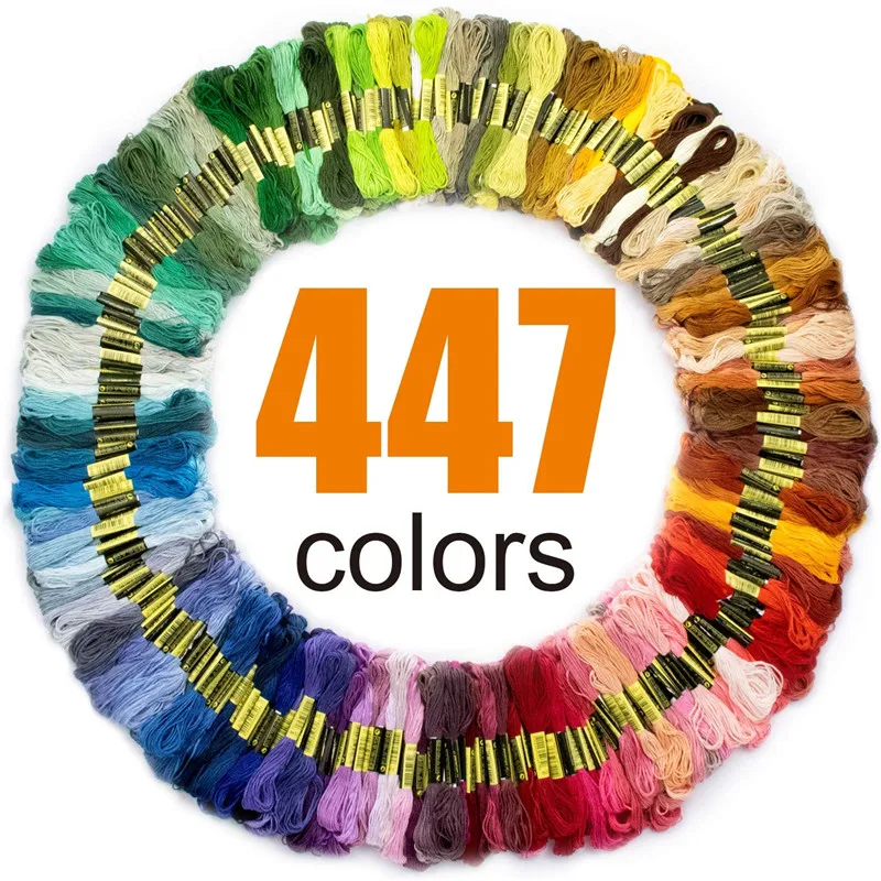 

Mix Multicolor Embroidery Threads 447 Color DIY Cross Stitch Silk Line Kit Skeins Thread Similar Dmc Cotton Floss Sewing Skeins