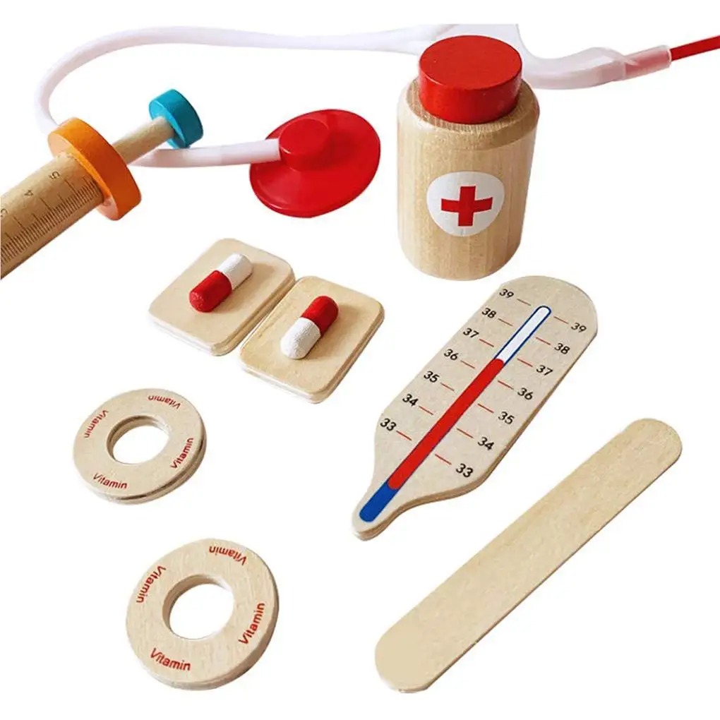 

Wooden Doctor Role Play Toy Set Doctor s Suitcase Classic Pretend Medical Playset Kids Game Gift