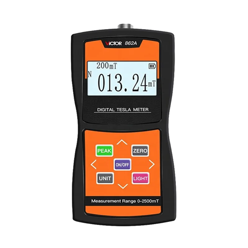 

VICTOR 862A high sensitivity auto digital meter 0-2500 mT 25000Gs 2 units mT Gs magnetic field measuring instrument