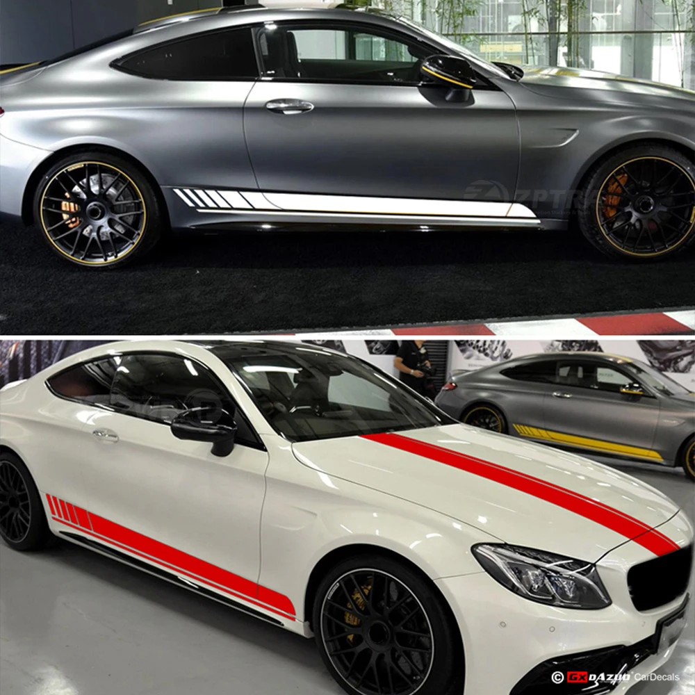 Виниловая наклейка на капот автомобиля крышу гоночная боковая юбка в полоску