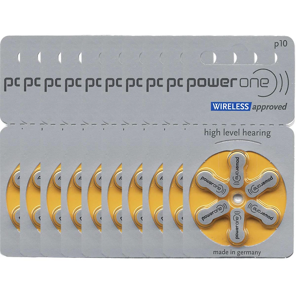 

Powerone p10 Zinc Air 60 PCS Performance Hearing Aid Batteries A10 10A 10 PR70 Hearing Aid Battery A10