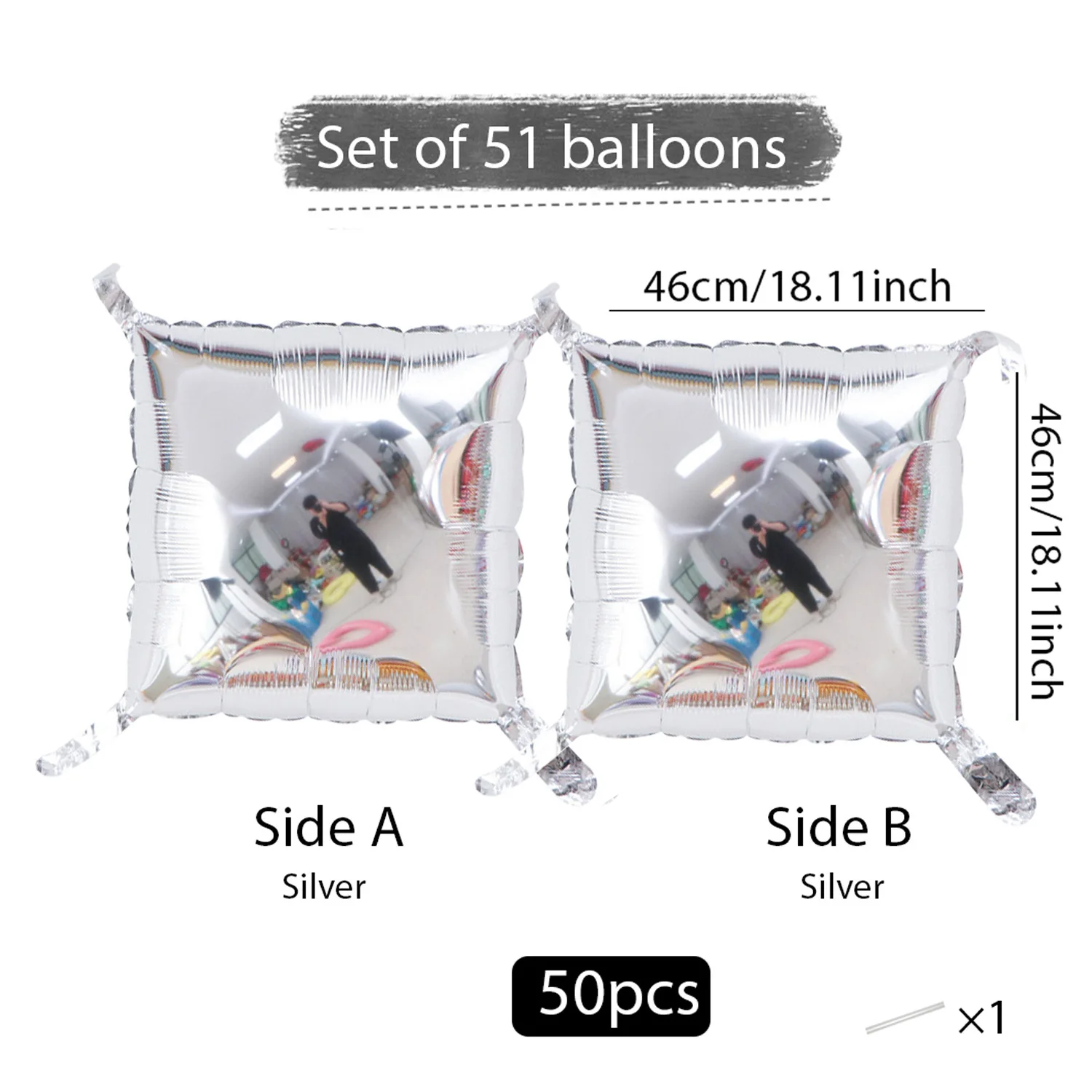 

50 шт. Квадратные фольгированные шары для праздников