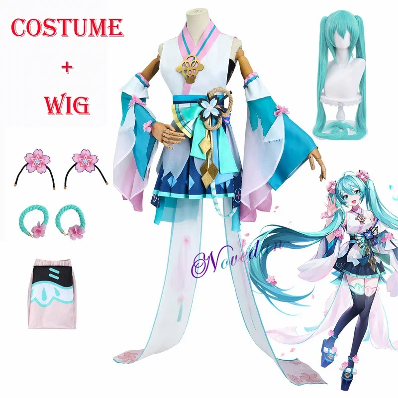 SSR Onmyoji ролевая игра Collab x Miku кимоно юката наряд парик обувь аниме Вечеринка