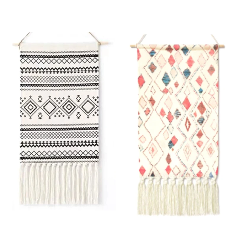

Pack Of 2 Macrame Woven Tapestry Geometric Art Tapestries Boho Tapestry Bohemian Tapestry Wall Hanging For Room