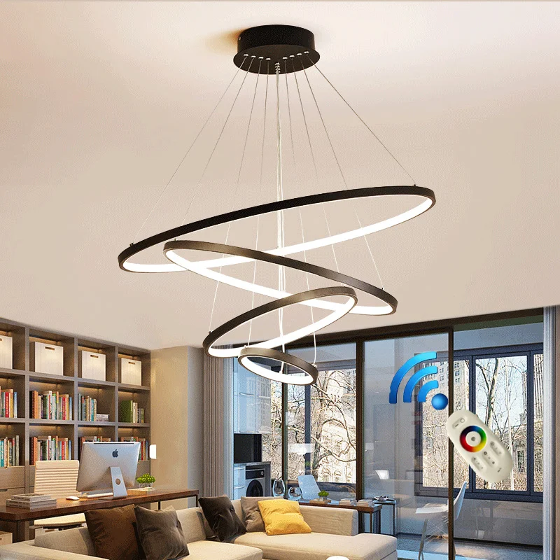 

Chandeliers Lights Modern Led 40/60/80cm Rings ing Lustre Ring Living Room Decoration Bedroom Fixtures