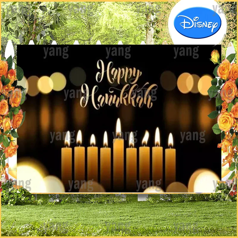 Custom Happy Hanukkah Jewish New Year Party Candle Warm Decor Child Interior Photo Background Photography Backdrop Photocall