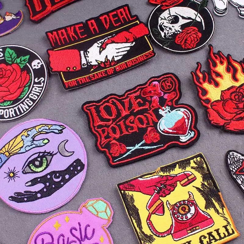 

Demon Patch Iron On Embroidered Patches for Clothing Thermoadhesive Patches DIY Gothic Clothes Stripes Magic Badges On Backpack
