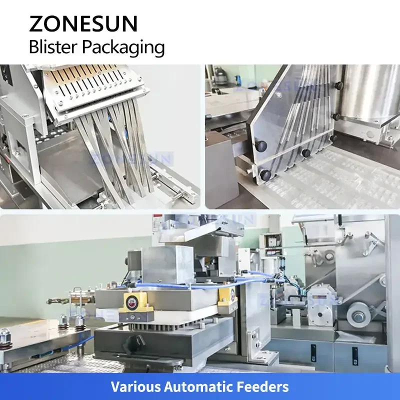 Фото Автоматическая блистерная упаковочная машина ZONESUN ZS-DPP180P для упаковки таблеток, капсул и пилюль в ПВХ/алюминиевую тару с ПЛК-управлением №2