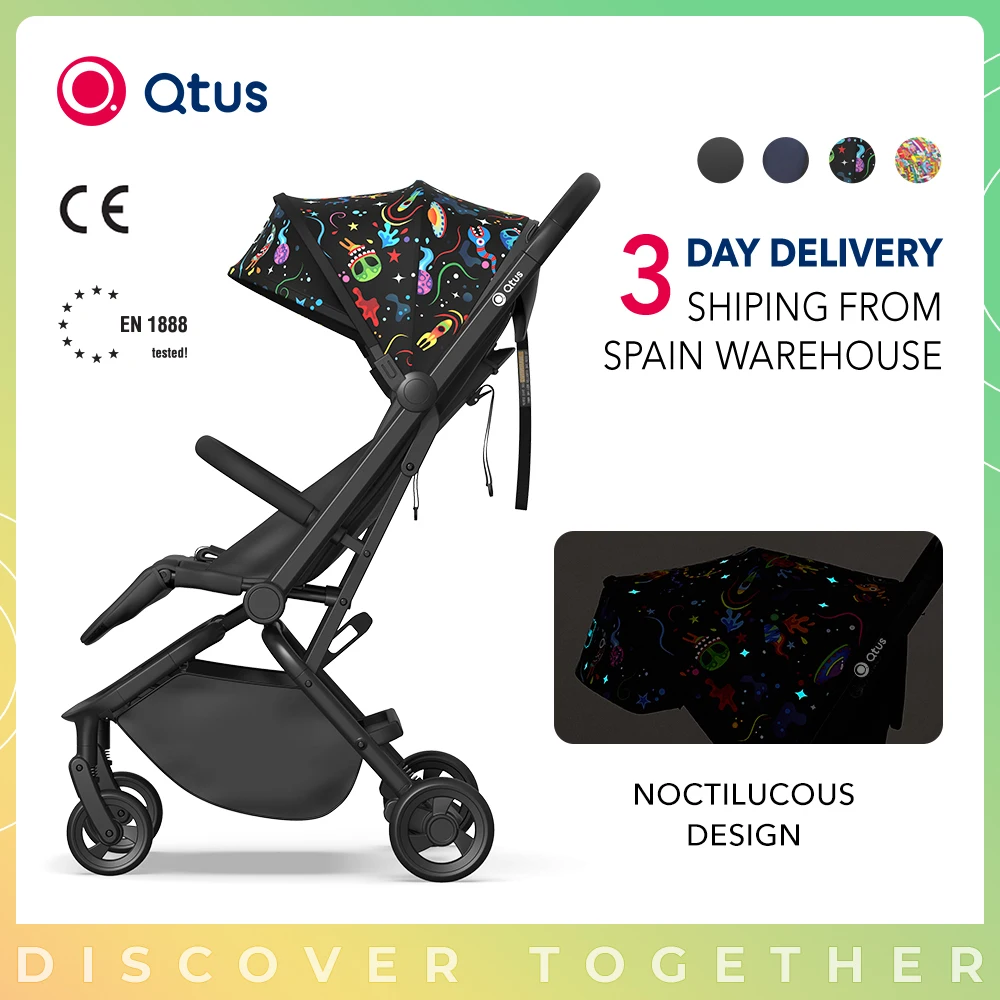 QTUS 6.9kg Lightweight Compact Travel Baby Stroller, One-click Folding, Sun Protection, Shock Absorption Detachable Wheels, Lark