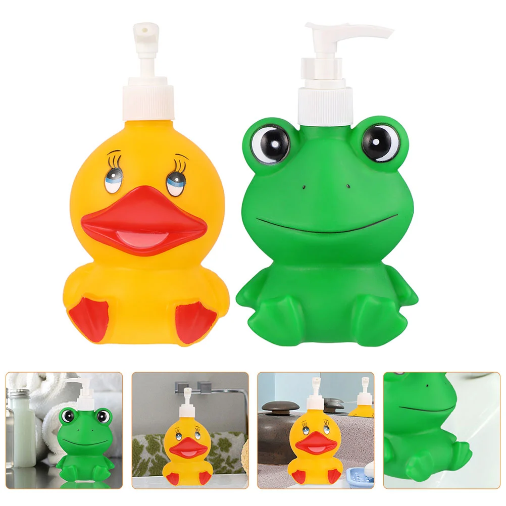 

2 Pcs Press Bottle Travel Containers Liquids Household Shampoo Cartoon Lotion Dispenser Vinyl Material Supply
