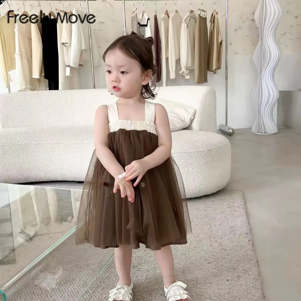 

Freely Move Girls Summer Dress Cute Strap Tulle Baby Girl Dress Bowknot Girl Party Princess Dresses Toddler Girl Clothes