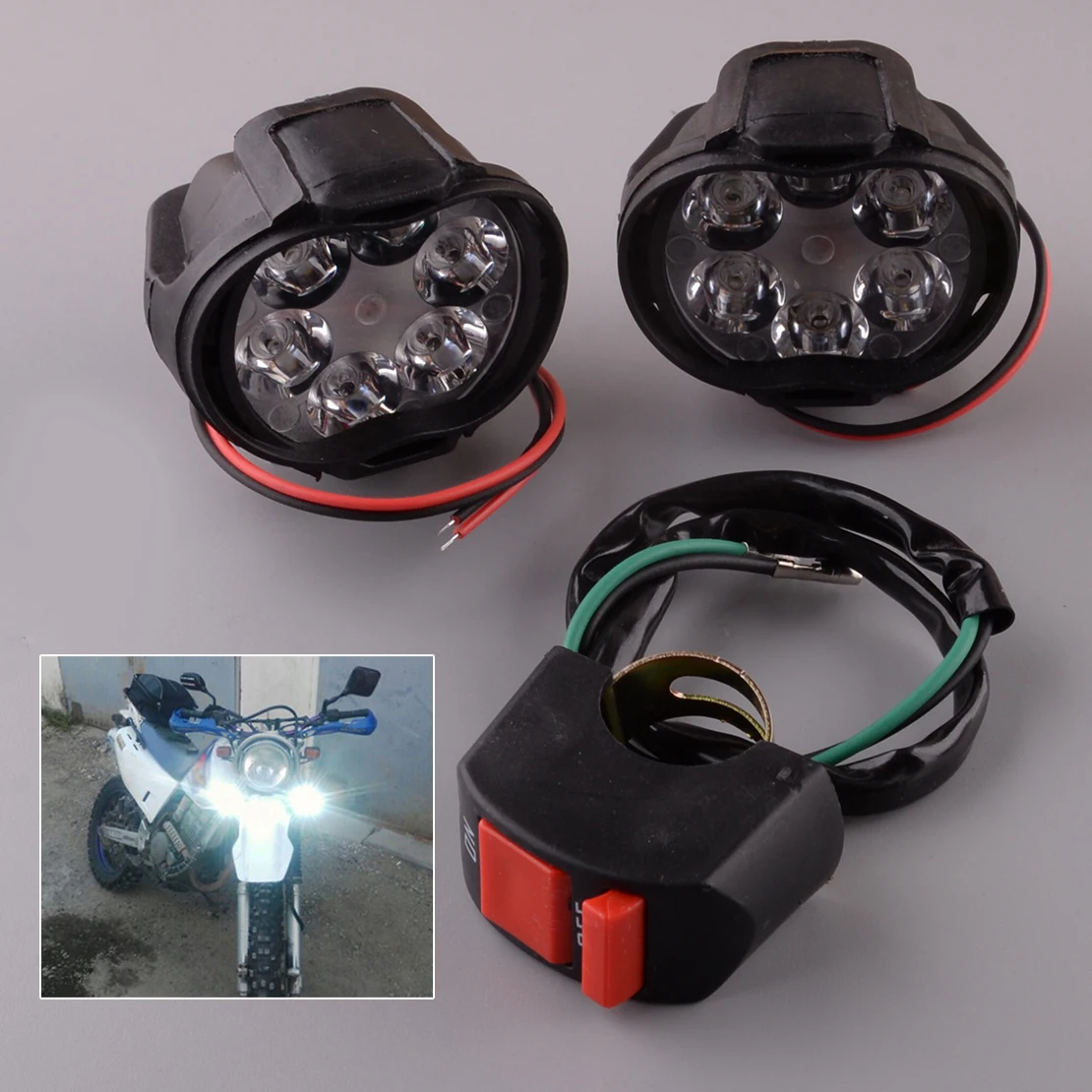 2 шт. светодиодные фары Противотуманные с переключателем для мотоцикла