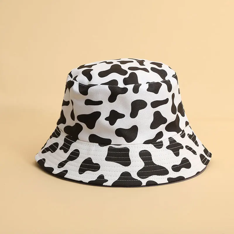 

Women's Cow Reversible Bucket Hats Black White Cow Panda Zebra Pattern Panama Caps for Women Summer Double Side Fisherman Hat