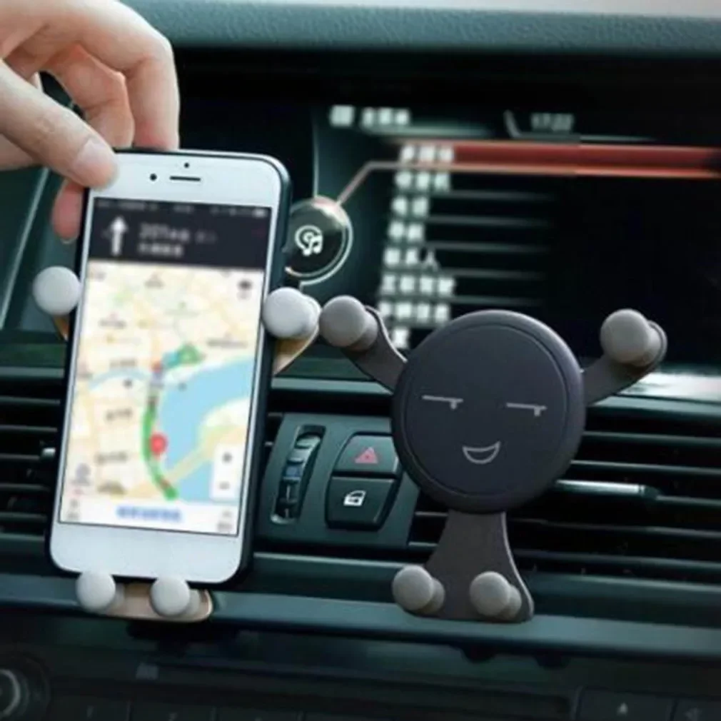 

Gravity Car Phone Holder Air Vent Mount Cell Smartphone Holder For Phone In Car Smile Face Bear Mobile Phone Holder Stand GPS