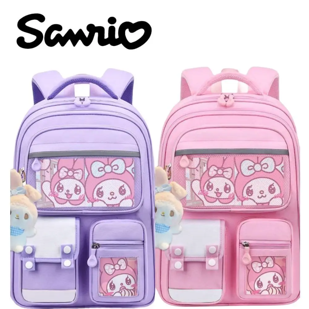 

Sanrios Anime Kawaii My Melody Girls' Schoolbag Cartoon Cotton Reflective Warning Ultralight with Interlayer Children Backpack