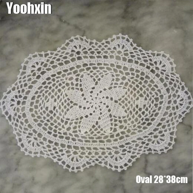

Modern oval cotton placemat cup drink coaster mug kitchen lace table place mat cloth Crochet dining glass doilies tea coffee pad
