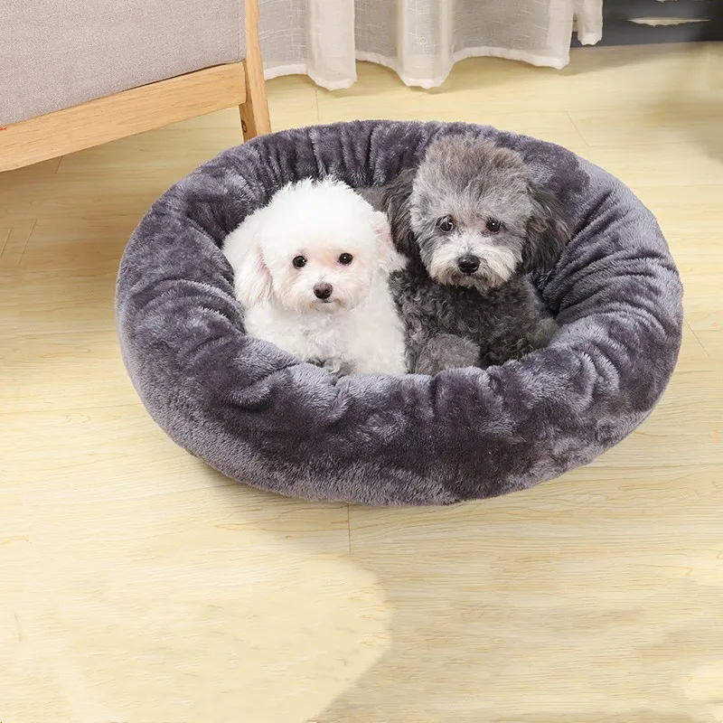 

Velvet Pet Dog Bed Deep Sleep Kennel Round Nest Puppy Teddy Cute Small Medium Dog Nest Puppy Cushion Mat Portable Pet Supplies