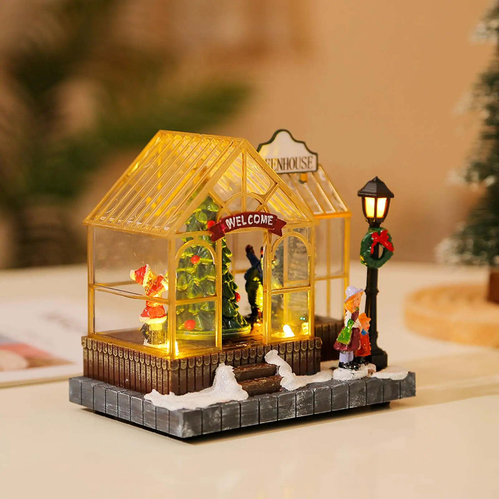 

Light up Xmas Village House Ornament LED Luminous House Xmas House for Xmas Party Tabletop Living Room Festivals Indoor