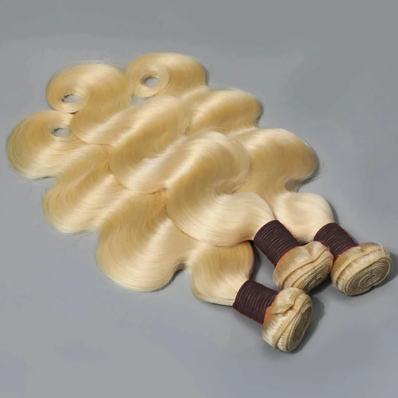 613 Медовые блондинки пучки человеческих волос объемная волна бразильские