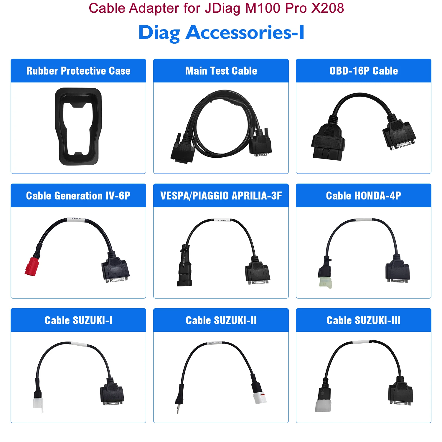 

Motorcycle Diagnostic Cable Adapter OBD2 Connector for Yamaha Honda SUZUKI KAWASAKI Truck / Moto Motorcycle JDiag M100 Pro X208