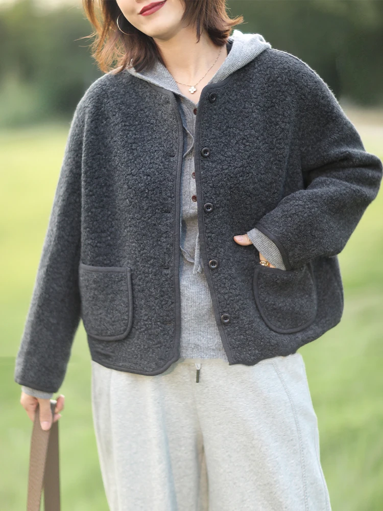 Macorsofia Versitile модное короткое пальто для женщин 2024 новое осенне-зимнее свободное