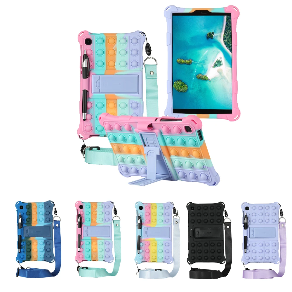 

Relive Stress Push Pop Tablet Case For Samsung Galaxy Tab A7 Lite 8.7 2021 T220 T225 Bubble Kids Game Ajustable Stand Capa Cover