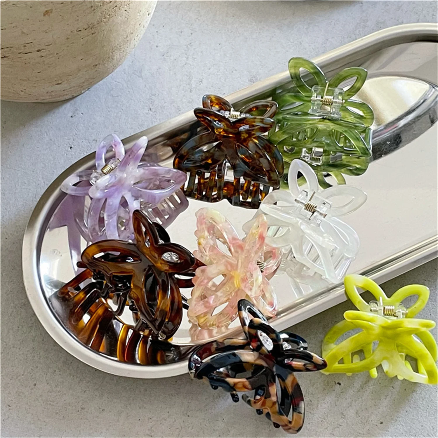 

Butterfly Hair Claw Crab Clips Headwear 1PC Korean Style Women Girls Fashion Amber Color Butterfly Hair Claw