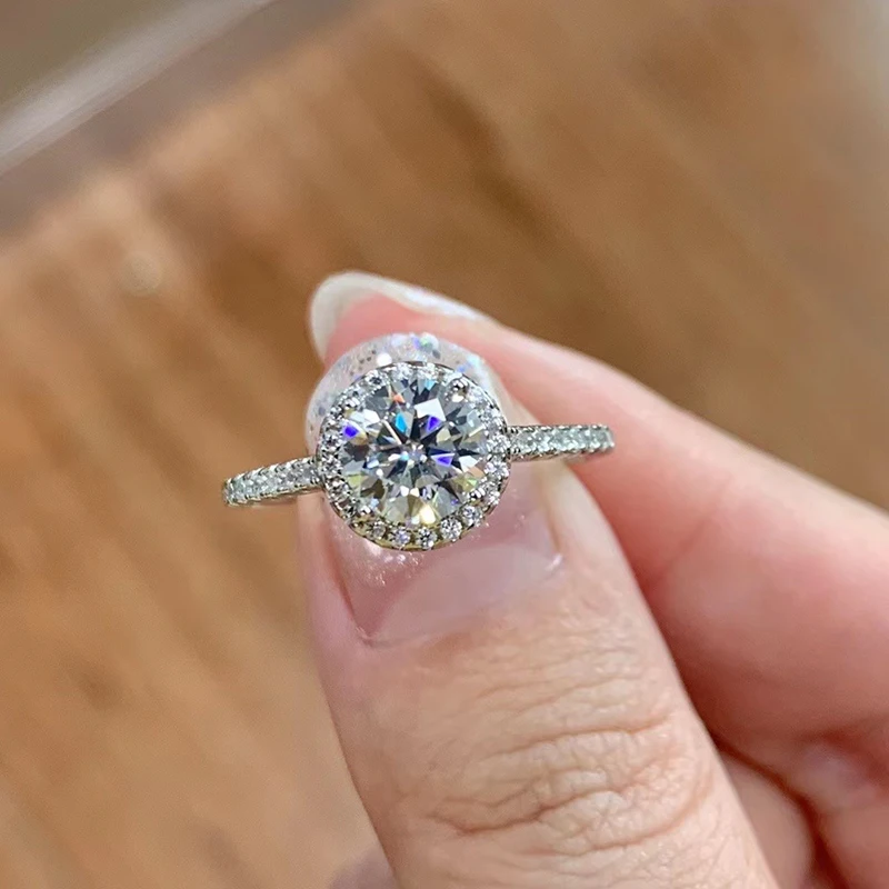 

Женское Обручальное кольцо с бриллиантом 1 карат, из серебра пробы с белым золотом 14 к