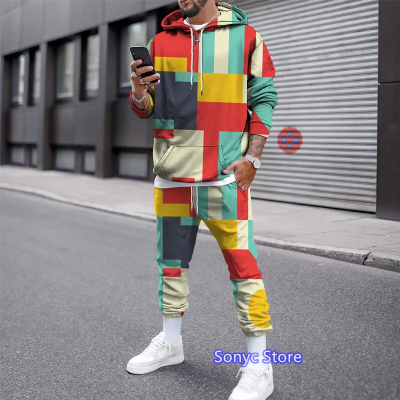 

Autumn Tracksuit Long Sleeve Hoodie Sweatpants Suit Man Streetwear Vintage Sweatshirt Oversized Set Men's Clothing 2 Piece Sets