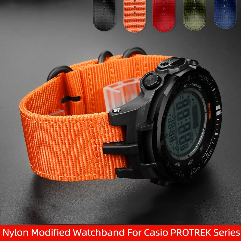 

Outdoor Sports Nylon Modified Watchband For Casio PROTREK Series PRW-3000 PRW3000/3100/6000/6100Y Waterproof Watch Belt Strap