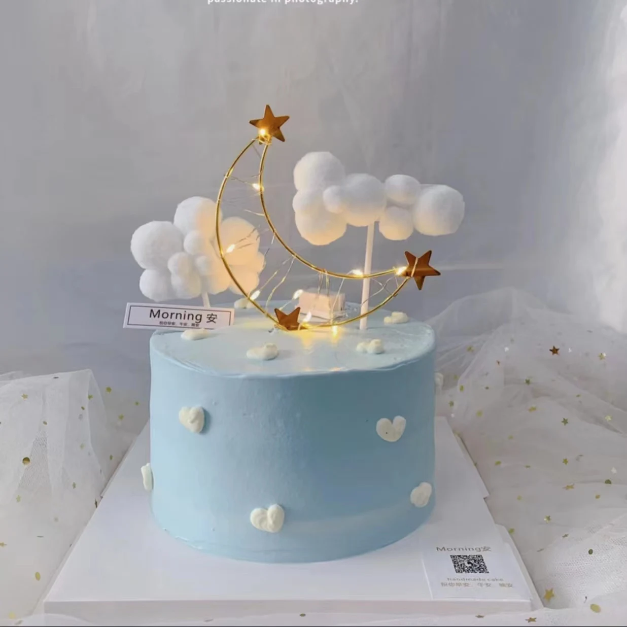 

Cakelove 1PC Gold Birthday Cake Topper Golden Imitation Moon Cake Toppers For Baby Birthday Party Cupcake Cloud Decorations