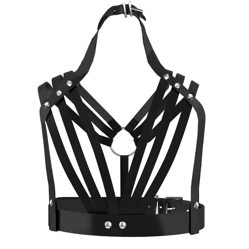 

AIIOU Women Punk Black Waist Chain Belt Leather Cross Adjustable Leg Harness Garter Belt Gothic Ring Garter Exotic Accessories