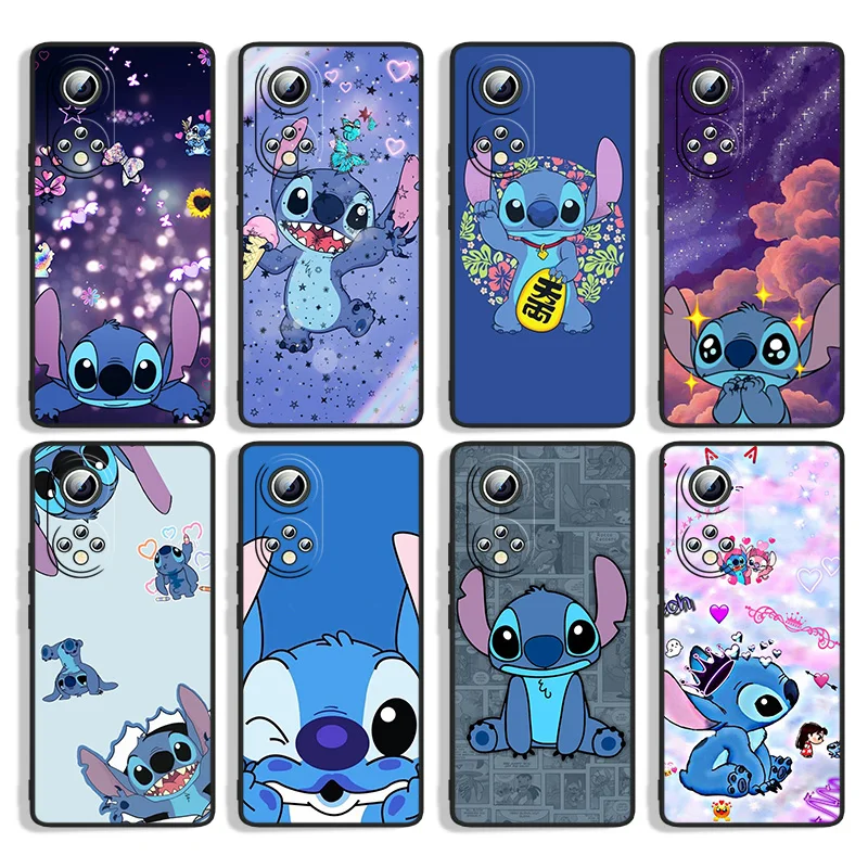 

Cartoon cute Stitchy For Huawei Honor 60 SE 50 30i 20 10i 10X 10 9X 9C 9A 8A X8 Lite Pro Black Silicone Phone Case Capa