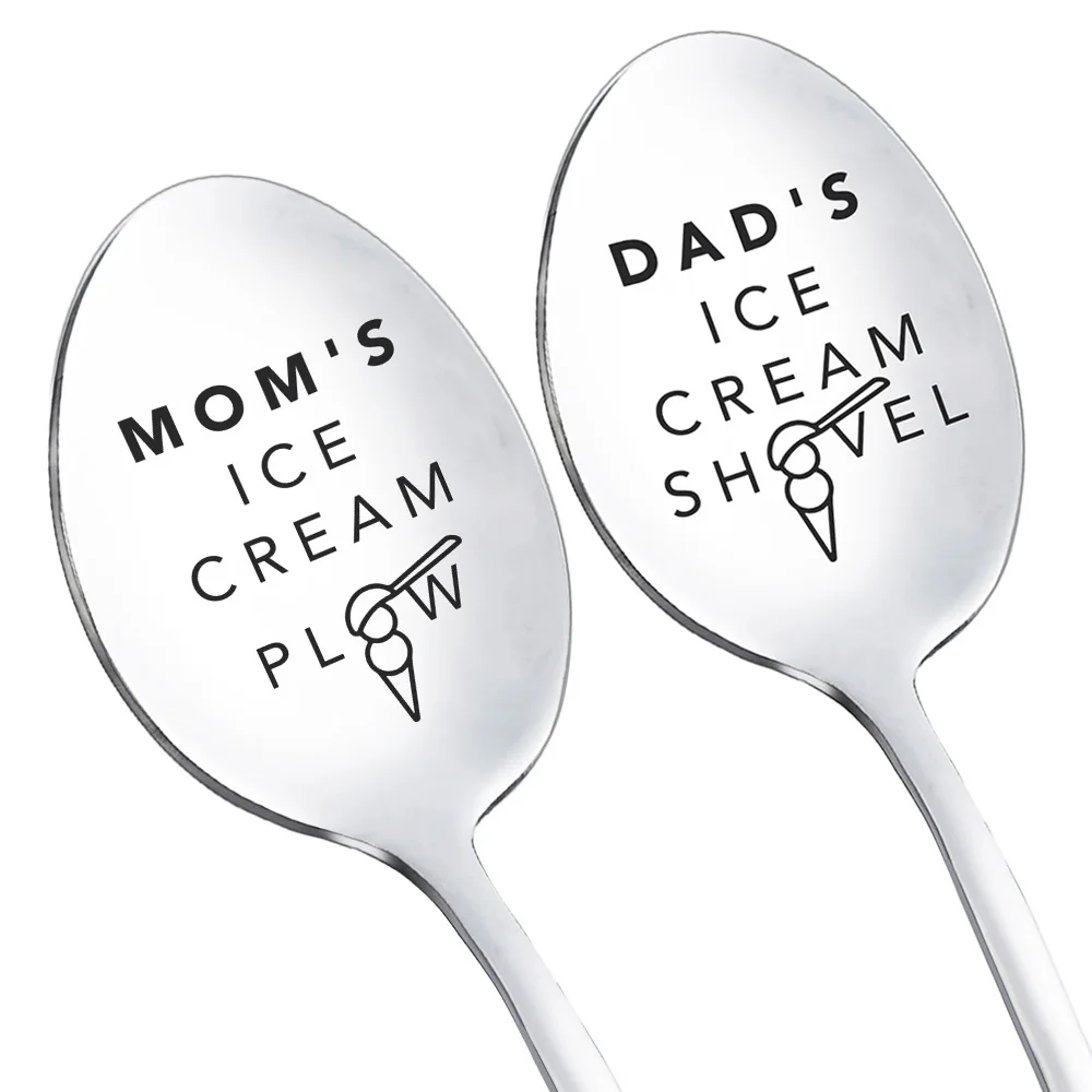 Летняя ложка из нержавеющей стали, прочная ложка для льда, мама, папа, искусственная ложка для мороженого, лопатка, Красивые буквы