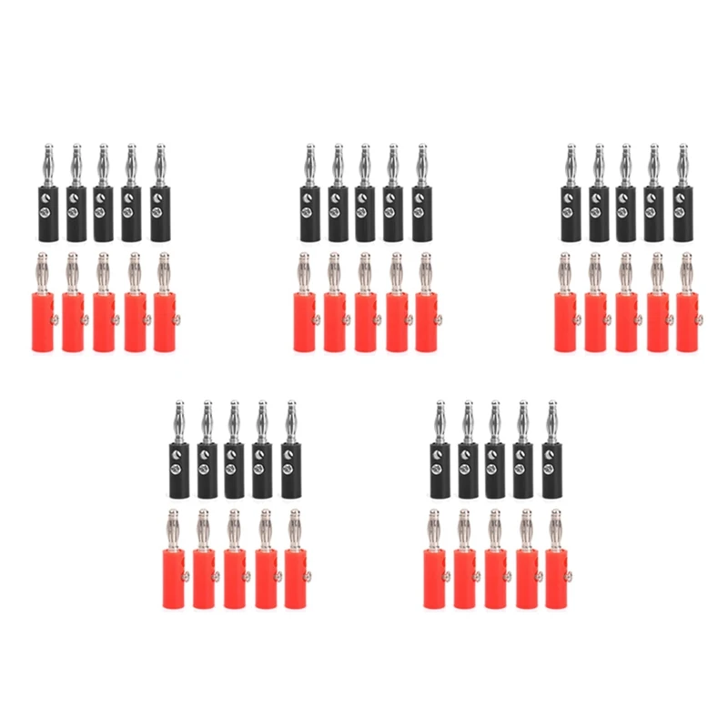 

4Mm Insulated Banana Plugs Connectors Jack New 50Pcs Red + Black