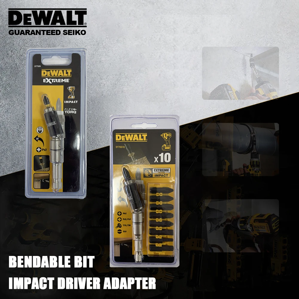 Ударное сверло Dewalt, удлинитель DT7505, DT70518, 1/4 дюйма, сгибаемый, подходит для узких помещений для обработки дерева, металла и цемента