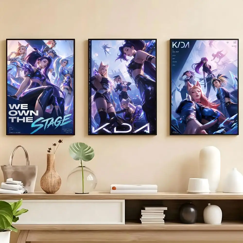 Фото Постер KDA Kaisa Ahri Akali LOL, HD, самоклеящийся, водонепроницаемый, настенное украшение, идеально подходит для дома, офиса, общежития, спальни, отличный подарок. №1