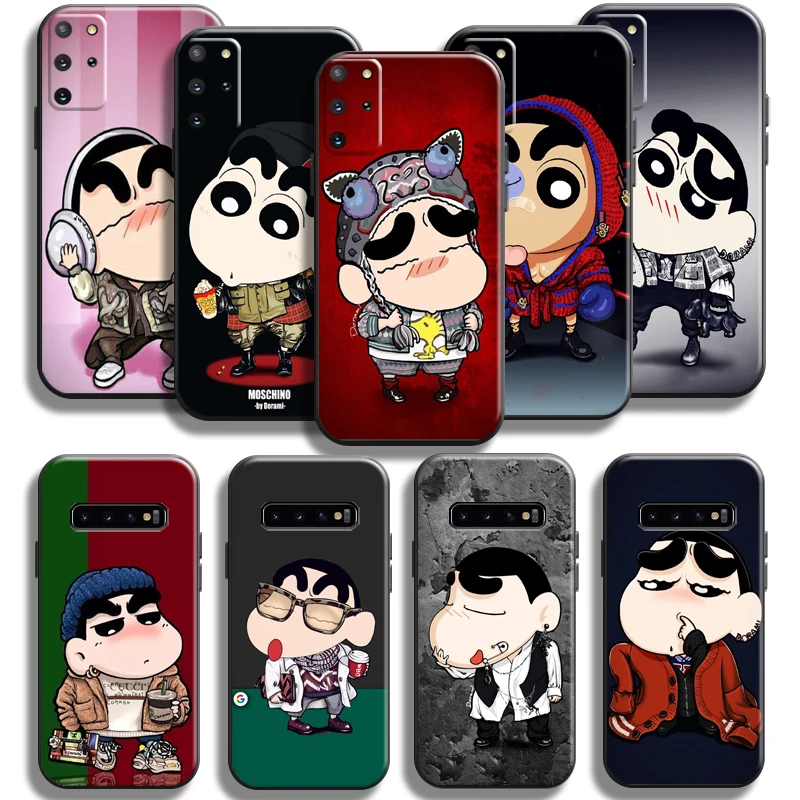 

Cute Crayon Shin-chan Phone Case For Samsung Galaxy S22 S21 S20 S10 10E S9 Plus S22 S21 S20 Ultra FE 5G Black Soft