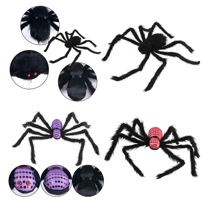 

75 см Гигантский паук на Хэллоуин страшные красные глаза животное бар дом с привидениями сад дом на Хэллоуин