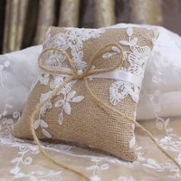 lace bow ring pillow vintage european style for wedding engagement decoration jewelry rings cushion vintage burlap jute cushion