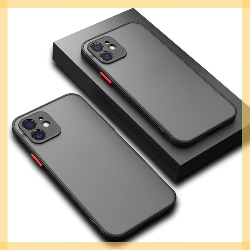

Shockproof Armor Matte Case For iPhone 11 12 13 Pro Max XR XS X 7 8 Plus SE Mini Luxury Silicone Bumper Clear Hard PC Cover Capa
